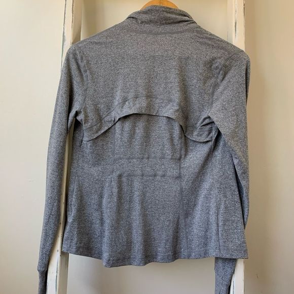 Grey and Black Athletic Thin Zip Up Jacket with Thumb holes - Picture 5 of 5